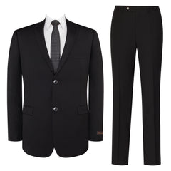 P&L Men's Slim Fit Wool Blend 2-Piece Suits Single Breasted 2 Button Dress Flat Front Pants Set