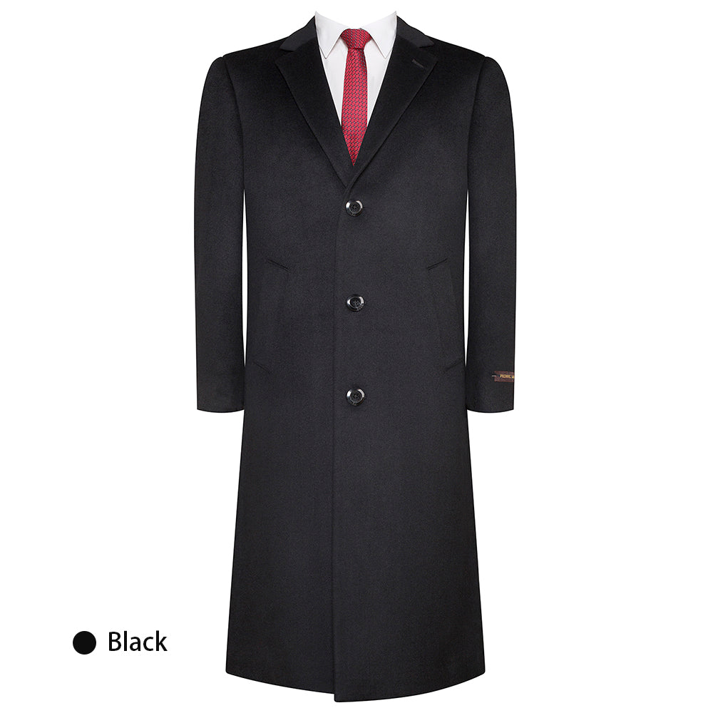 Men's Overcoat Wool Blend Single Breasted Coat Over Suit P&L