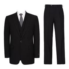 Men's 3-Piece Classic Fit Suit Set Solid Jacket Vest Pant Office Dress Suit