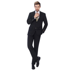 Men's Classic Fit 2 Piece Premium Wool Blend Business Solid Suit