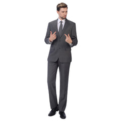 P&L Men's 2 Piece Wool Blend Suits Classic Fit - Single Breasted Two Button Jacket and Pants Set