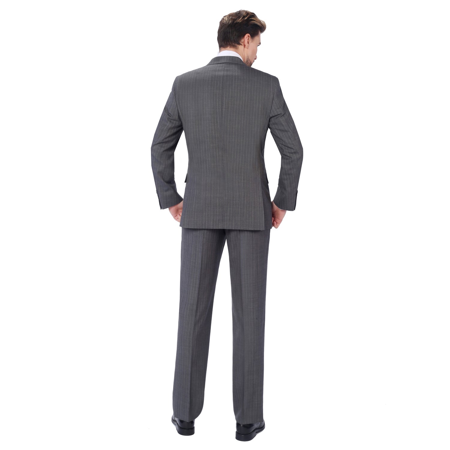 P&L Men's 2-Piece Classic Fit Wool Blend Suit Jacket & Pants Set