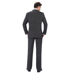 P&L Men's 2 Piece Wool Blend Suits Classic Fit - Single Breasted Two Button Jacket and Pants Set