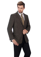 Men's Wool Blend Blazer Jacket Classic Fit Suit Notch Lapel 2 Button