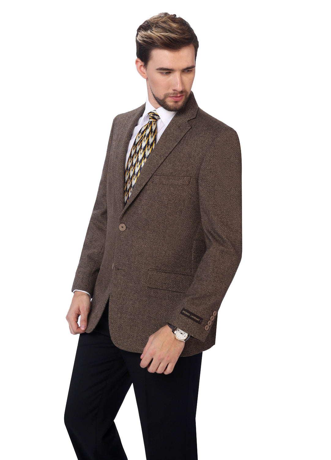 Men's Tweed Blazer Classic Fit Wool Blend Sport Coat 2 Button Jacket