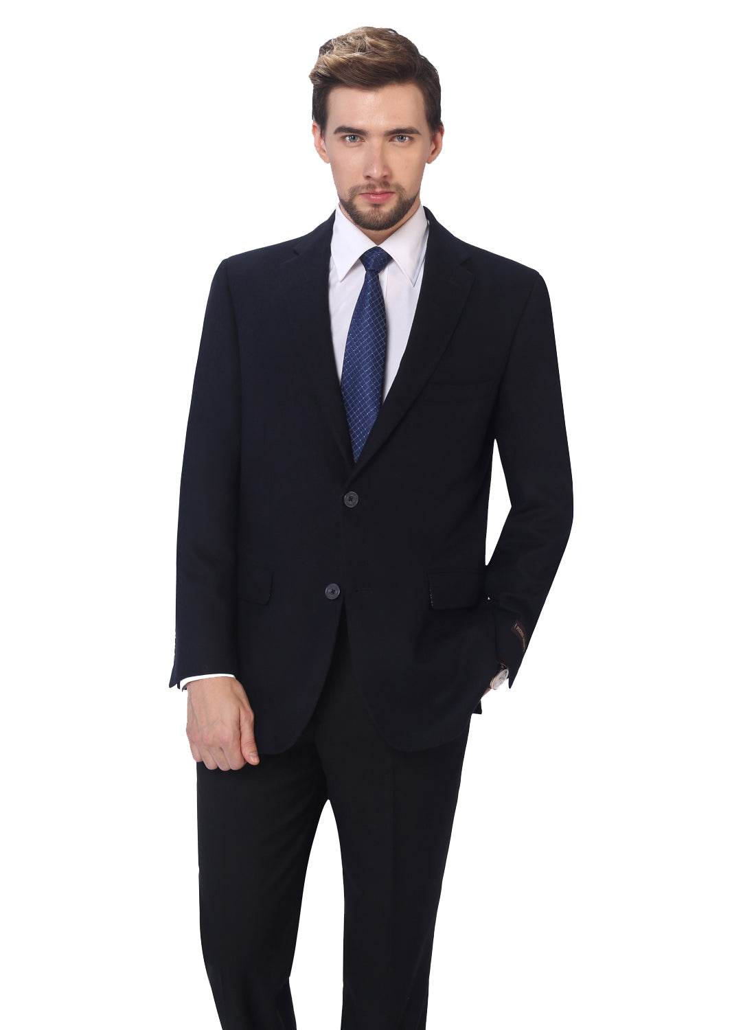 Men's Casual Wool Blend Classic Fit Navy Suit Blazer Stretch Sport Coat