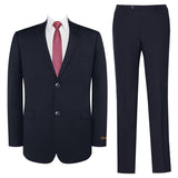 P&L Men's Slim Fit Wool Blend 2-Piece Suits Single Breasted 2 Button Dress Flat Front Pants Set