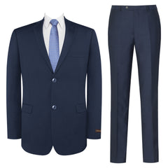 P&L Men's Slim Fit Wool Blend 2-Piece Suits Single Breasted 2 Button Dress Flat Front Pants Set