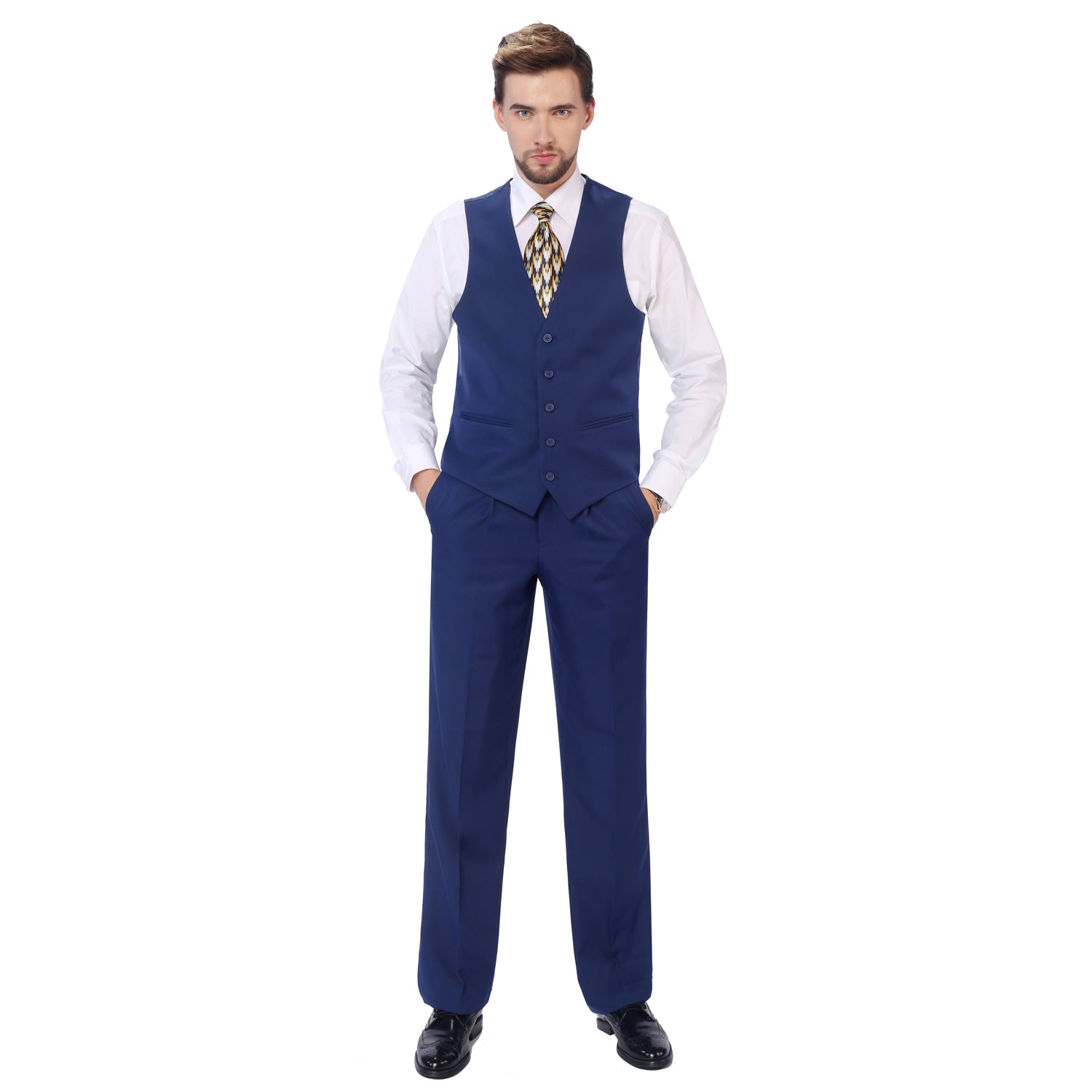 Mens Stylish 3-Piece Dress Suit Classic Fit Wedding Formal Jacket & Vest & Pants