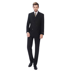 Men's Solid Color Double Breasted Suit 2-Piece Classic Fit Suit Set