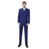 Men's Solid Color Double Breasted Suit 2-Piece Classic Fit Suit Set