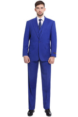 Men's 3-Piece Classic Fit Suit Set Solid Jacket Vest Pant Office Dress Suit