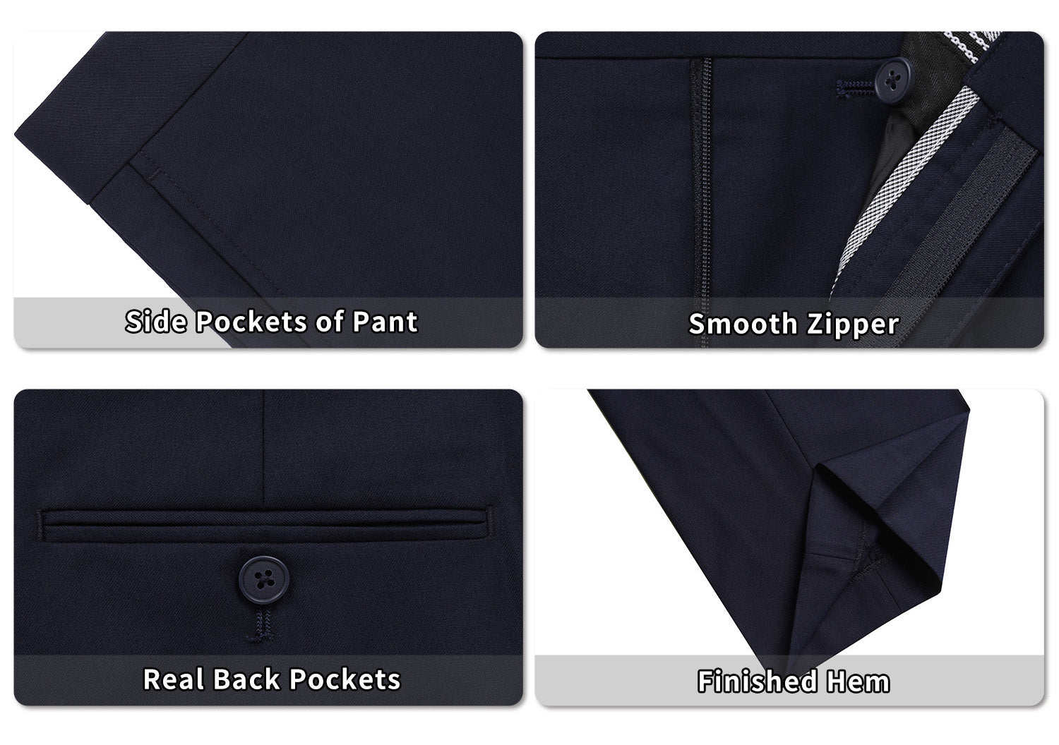 P&L Men's Premium Classic Fit Flat Front Suit Pants
