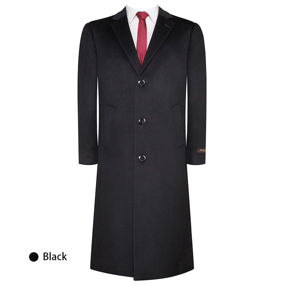 West End Men's Single Breasted Wool 3/4 Length Topcoat with Hood (38R,  Black) at  Men's Clothing store