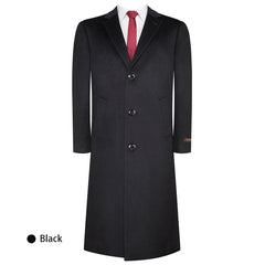 P&L Men's Wool Single Breasted Mid Length Overcoat Top Coat